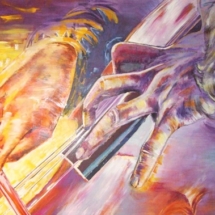 In tune. Acrylic on wood. 2,40 x 1,40 m. For Rostropovich&#039;s Memorial. 2008