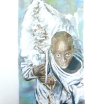 GUN TRAFFIC IN AFRICA. Acrylic on canvas. 1 x 1 m.