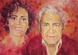 Virginia and her father Faustino. Acrylic on canvas. 0,85 x 0,65 m. 2014