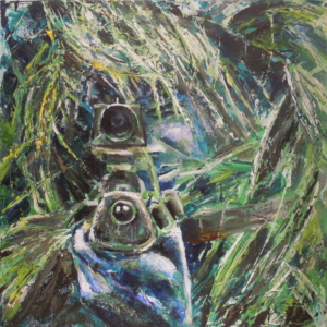 Sniper. Acrylic on canvas. 90 x 90 cm. 2012