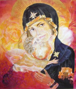 Virgin of Tenderness. Acrylic on wood. 1,20 x 1,40 m. 2009 - DONATED