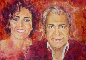 Virginia and her father Faustino. Acrylic on canvas. 70 x 50 cm. 2014.Sold.