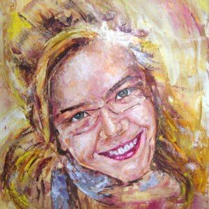 Familia alegre - De Bustos. Daughter Carmen. Mixed technique on wood. 0,50 x 0,60 m. 2010. Sold