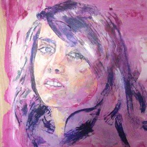 Familia alegre - De Bustos. Daughter Paula. Mixed technique on wood. 0,50 x 0,60 m. 2010. Sold